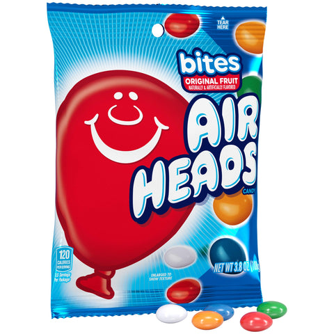 Airheads Candy Bites, Individually Wrapped Chewy Candy Bags, Assorted Fruit Flavors Naturally and Artificially Flavored, 3.8 Ounces (12-Pack)