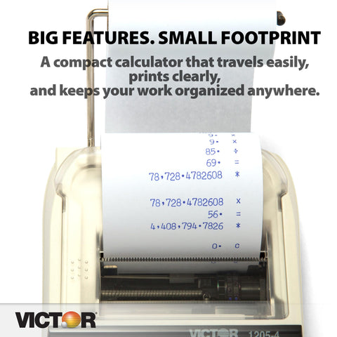Victor 1205-4 12 Digit Portable Palm/Desktop Commercial Printing Calculator, 1.8" x 4" x 8"