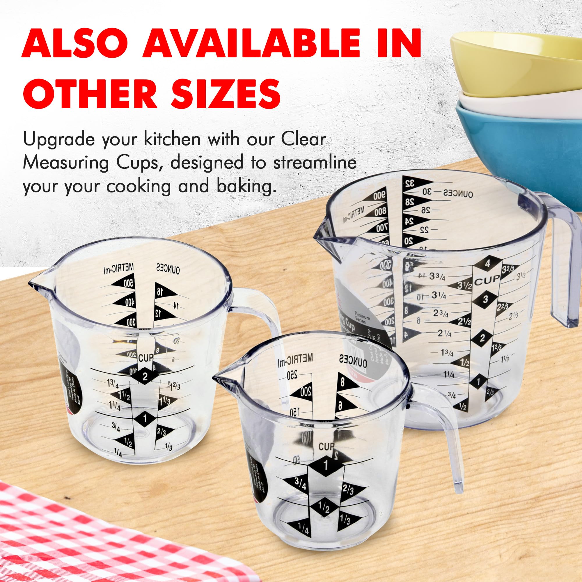 Chef Craft Select Plastic Measuring Cup, 4 Cup, Clear