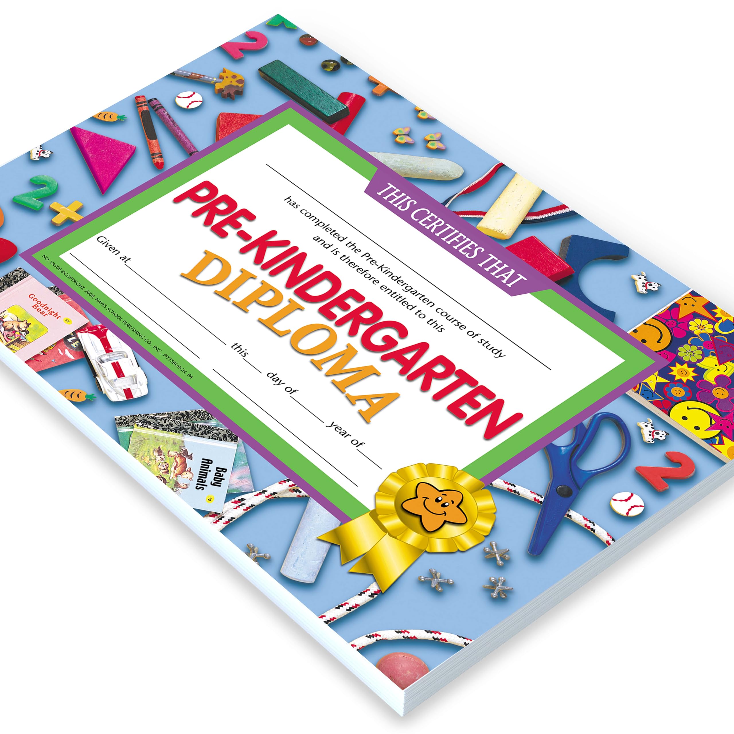 Hayes Preschool Kindergarten Diplomas, Pre Kindergarten, Pre-K, Recognition, Award Students, Blue Background, Graduation, End of The Year, 8.5" x 11" - 30 Pack of Diplomas