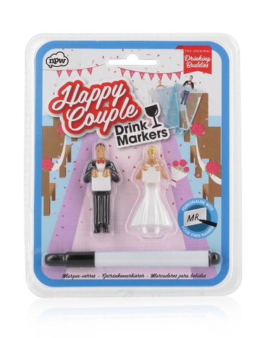 NPW-USA NPW61307 NPW Cocktail/Wine Glass Markers, Happy Couple