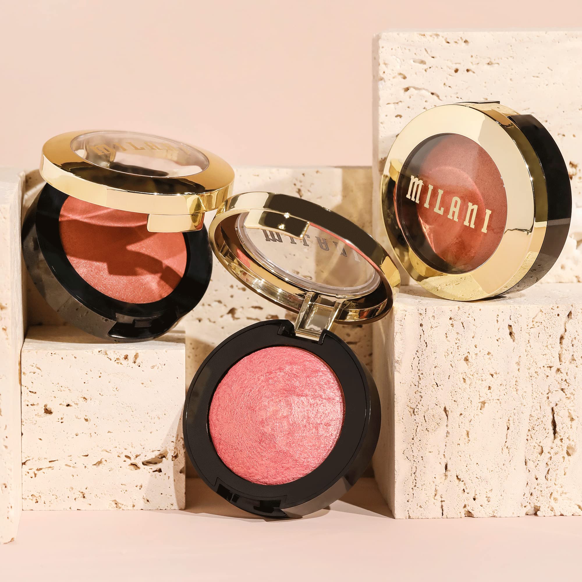 Milani Baked Blush, Powder Blush for Cheeks, Cruelty Free Makeup - Shape, Contour & Highlight Face for a Shimmery or Matte Finish -Dolce Pink