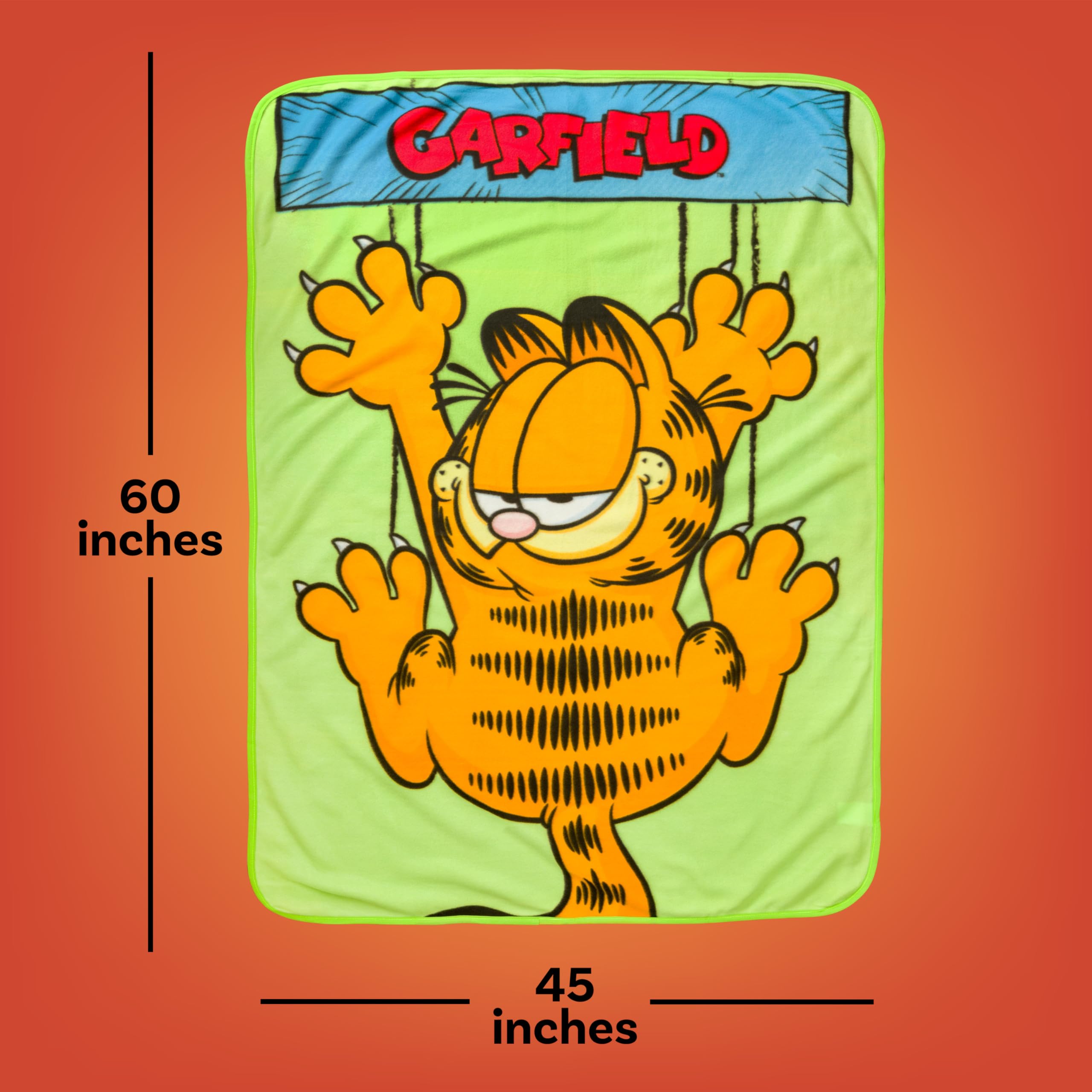 Silver Buffalo Garfield Hanging On 45" x 60" Fleece Throw, Soft and Cozy Blanket, 180 GSM