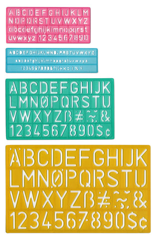 Westcott Lettercraft Plastic Lettering Guide Set, Color Varies, Set of 4 (02145)