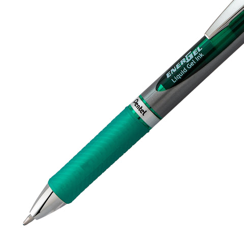 Pentel EnerGel RTX Retractable Liquid Gel Pen, (1.0mm), Bold Line, Metal Tip, Green Ink, Pack of 2 (BL80BP2D)