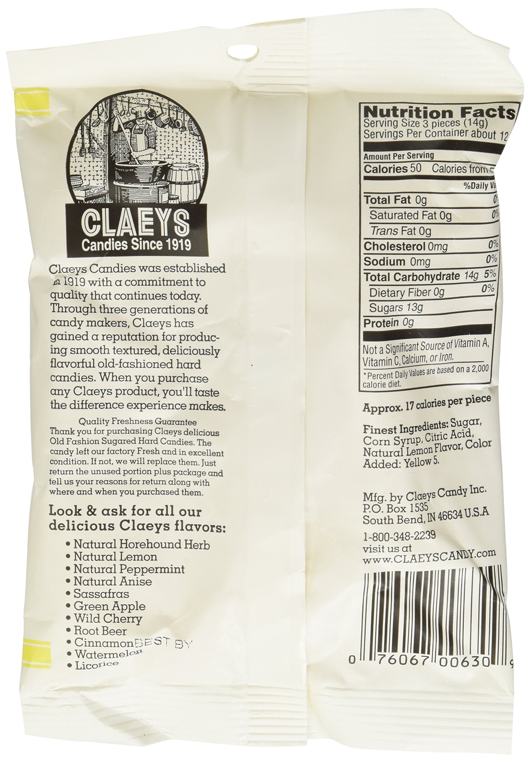 Claey's Candies Lemon Drop Hard Candy, 6 Package Deal