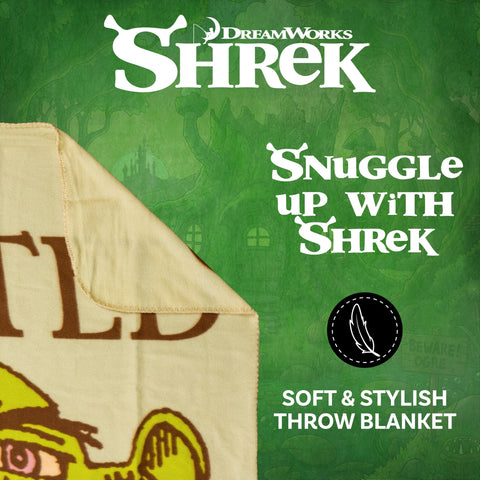 Silver Buffalo Shrek Wanted Ogres Sign 45" x 60" Fleece Throw, Soft and Cozy Blanket, 180 GSM