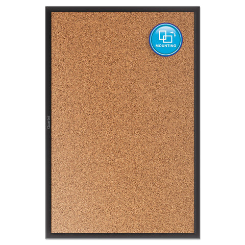 Quartet Cork Bulletin Board 60"W x 36"H Pin Board, Black Aluminum Frame (2305B)