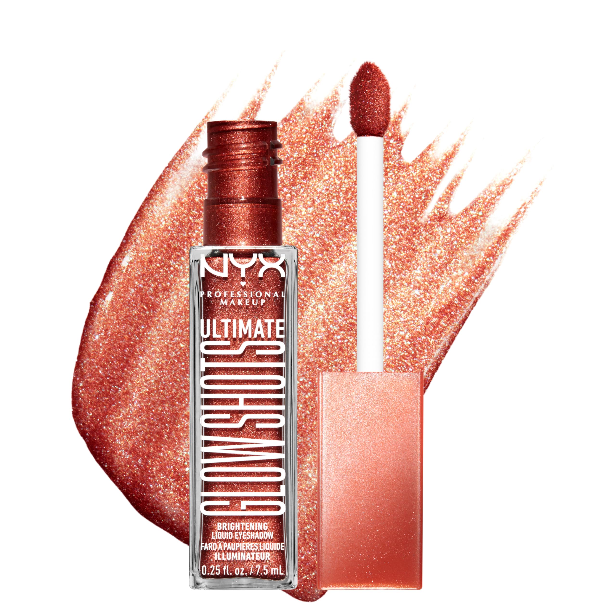 NYX PROFESSIONAL MAKEUP Ultimate Glow Shots, Liquid Eyeshadow, Long-Lasting Shimmer Eye Shadow with Vitamin C - Clementine Fine