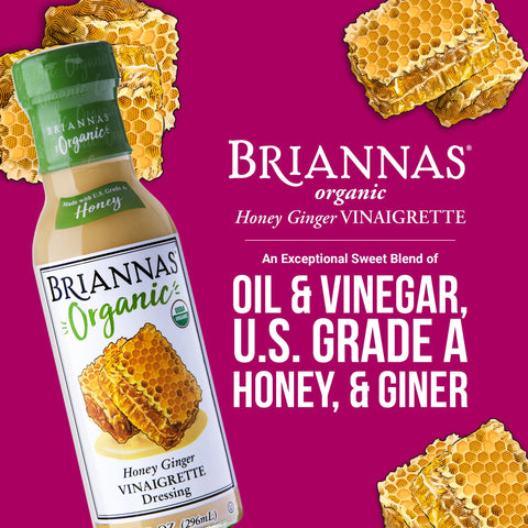 BRIANNAS - Organic Honey Ginger Vinaigrette Dressing - Certified Kosher & Organic Salad Dressing made with Premium Ingredients - 10 oz. Bottle