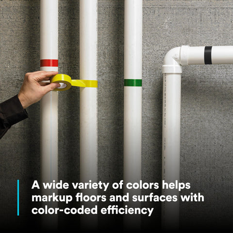 3M General Purpose Vinyl Tape 764, Color Coding Pack, 6 Roll per Pack, 0.94" x 21.8 yd, Great for Light Traffic Floor Marking Tape, Safety, and Bundling