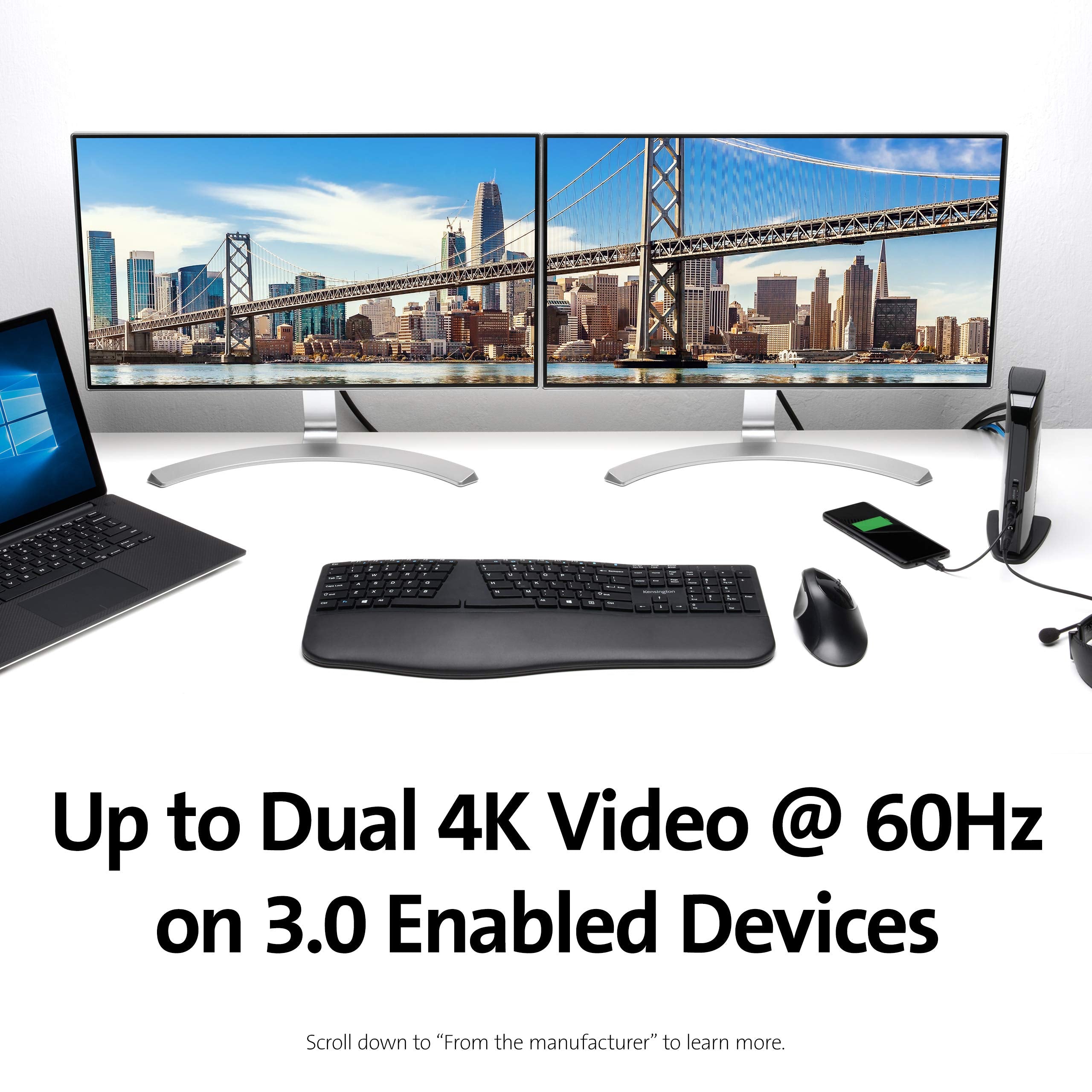 Kensington SD4100v Universal Dual 4K USB 3.0 Docking Station (K38255NA)