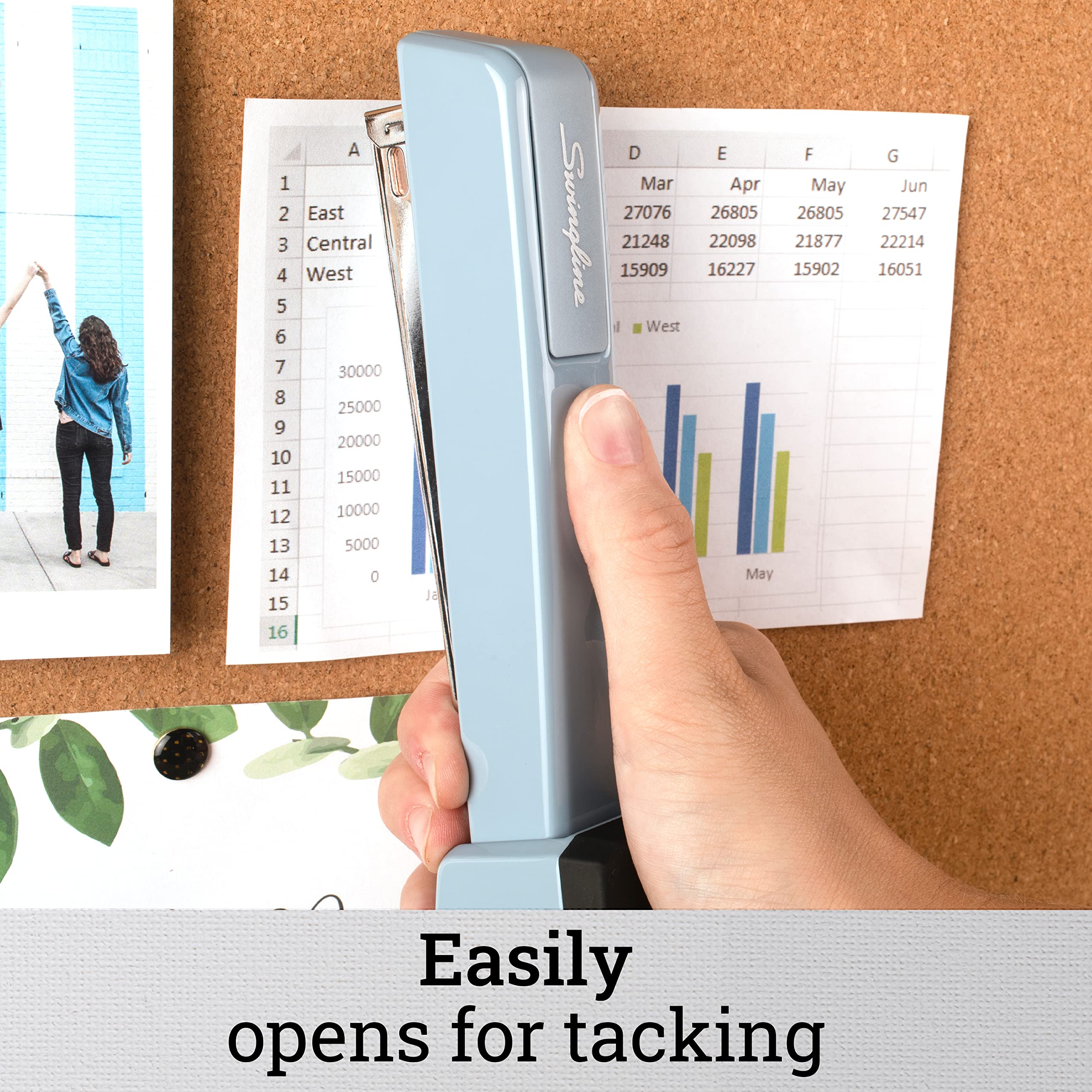 Swingline Stapler, 30 Sheet Capacity, 747 Classic Desktop Stapler, Jam Free, Metal, Sky Blue (74708)