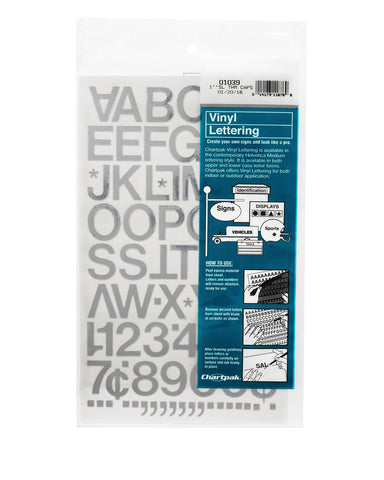 Chartpak Self-Adhesive Vinyl Capital Letters and Numbers, 1 Inch High, Silver, 88 per Pack (01039)