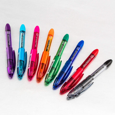 Pentel RSVP Mini Ballpoint Pen, (1.0mm) Medium Line, Assorted Ink (A/B/C/D/F/P/S/V) w/Key Ring, 8-Pk (BK91MNBP8M)