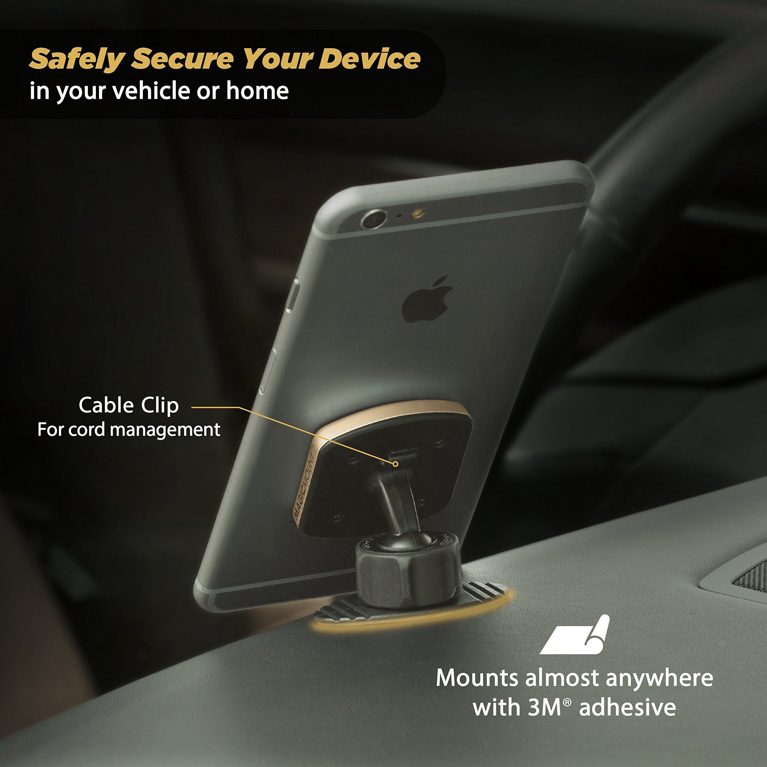 Scosche MPD-XTPP1 Magnetic MagicMount Pro Phone Mount for Car, Automotive-Grade Adhesive, 360 Degree View Rotation, Black/Silver