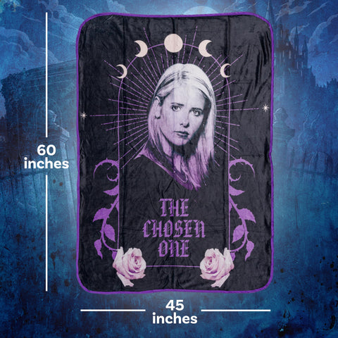 Silver Buffalo Buffy the Vampire Slayer The Chosen One Moon Phases 45” x 60” Fleece Throw, Soft and Cozy Blanket, 180 GSM