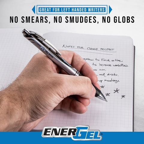Pentel EnerGel Deluxe RTX Retractable Liquid Gel Pen, (0.7mm), Needle Tip, Blue Ink, 3 Pack (BLN77BP3C)