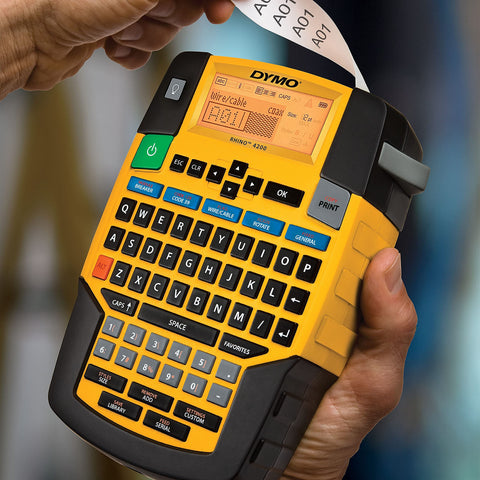 DYMO 1801611 Rhino 4200 Basic Industrial Handheld Label Maker, 1 Line, 4 3/50x8 23/50x2 6/25