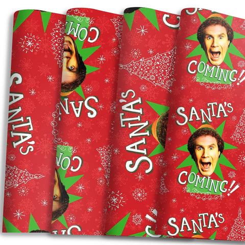Buddy the Elf Santa's Coming Christmas Wrapping Paper - 12 Sheets - 20" x 30" - Festive Holiday Gift Wrap by Silver Buffalo