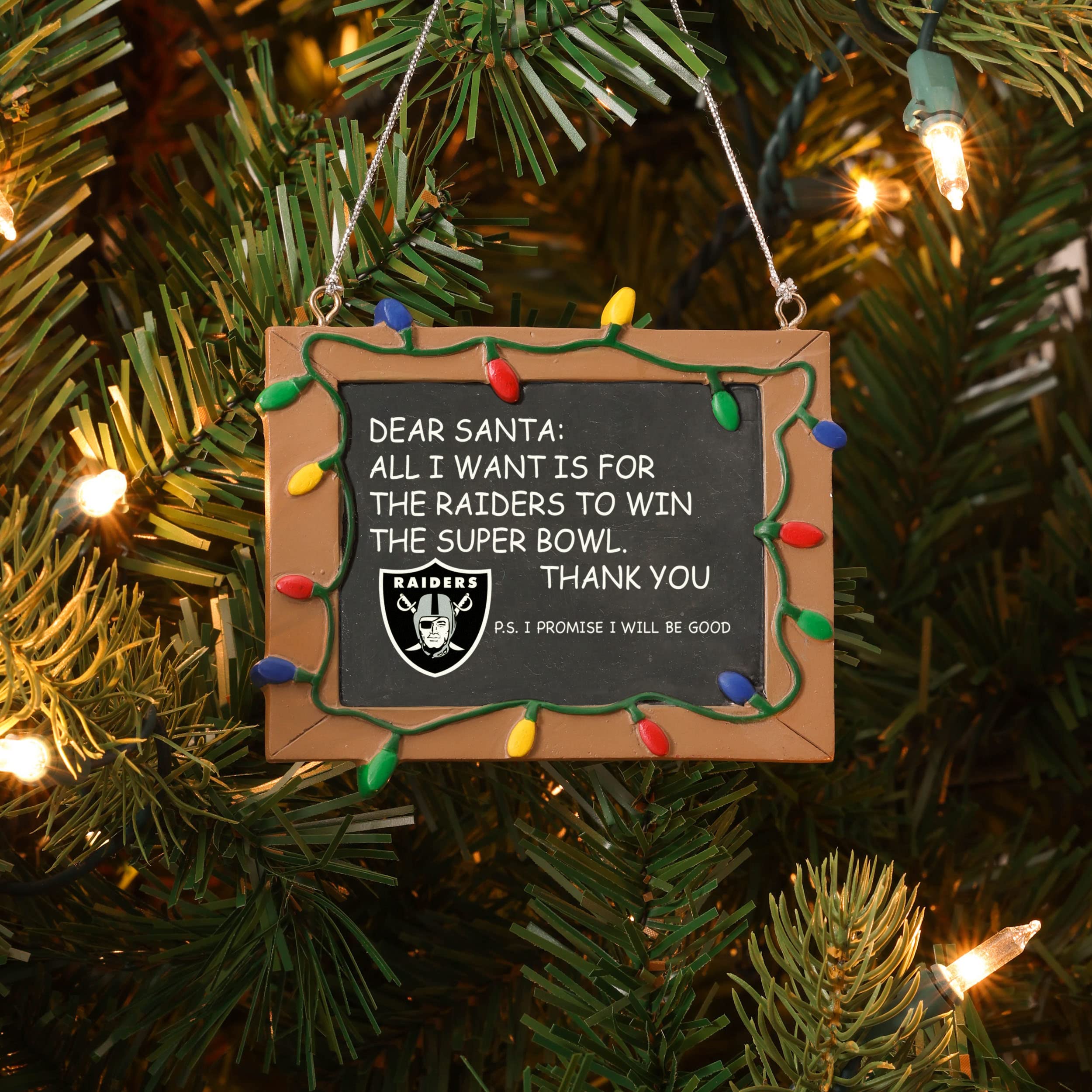 FOCO Oakland Raiders Resin Chalkboard Sign Ornament