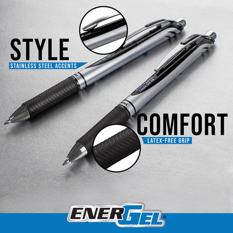 Pentel EnerGel Deluxe RTX Retractable Liquid Gel Pen, (0.7mm), Needle Tip, Blue Ink, 3 Pack (BLN77BP3C)