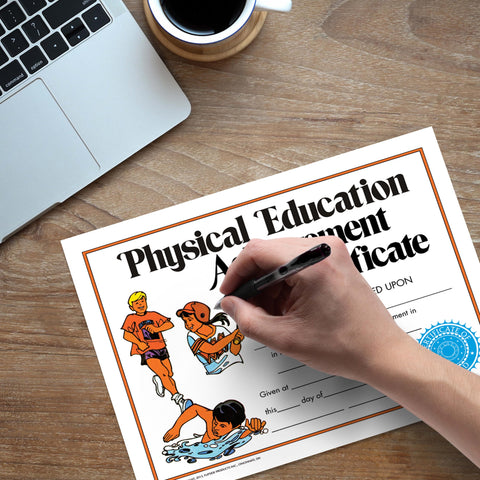 Hayes Physical Education Certificates, Gym Class Recognition Awards for Students, Customizable Awards, Full-Color Matte Finish, 8.5" x 11" - 30 Pack