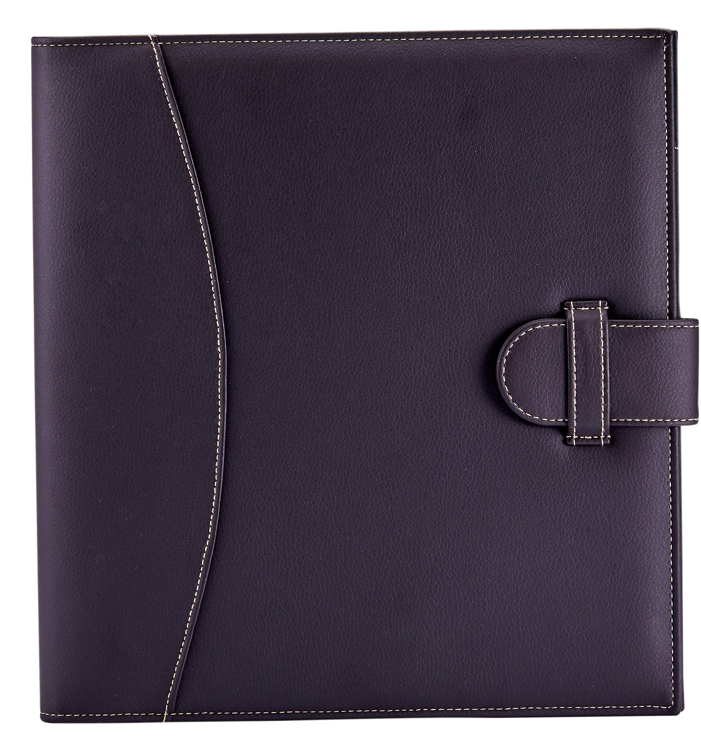 It's Academic Executive Leather Portfolio Folder, 1" Ring Binder and 250-Sheet Capacity to Organize Resumes, Business Cards, Note Pads, and Legal-Size Documents, Pen Loop, Dark Brown Faux Leather