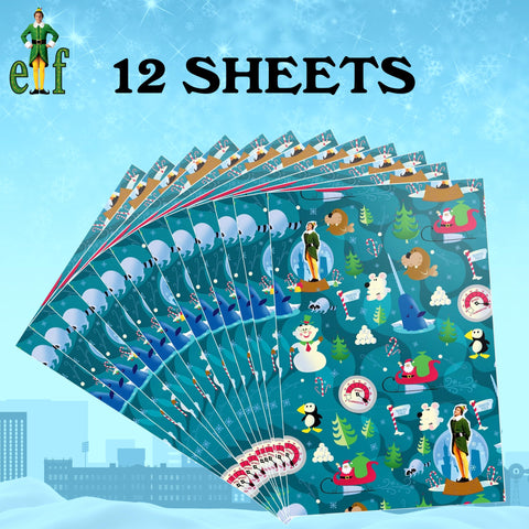 Buddy the Elf Snow Globe Christmas Wrapping Paper - 12 Sheets - 20" x 30" - Festive Holiday Gift Wrap by Silver Buffalo
