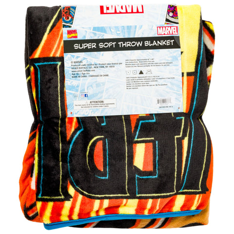 Silver Buffalo Marvel X-Men Retro Wolverine Snikt! 45" x 60" Fleece Throw, Soft and Cozy Blanket, 185 GSM