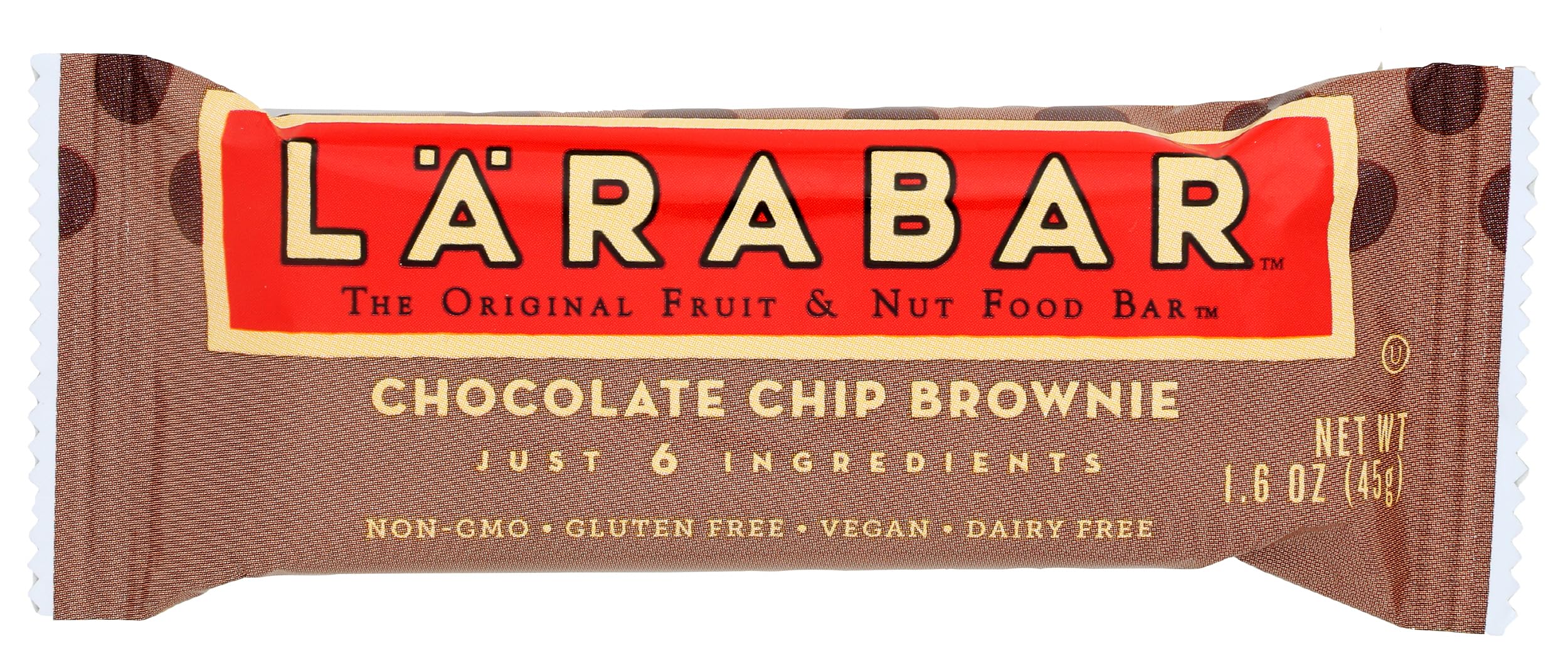 Larabar Gluten Free Bar, Chocolate Chip Brownie, 1.6 oz Bar, Whole Food Gluten Free Bars, Dairy Free Snacks