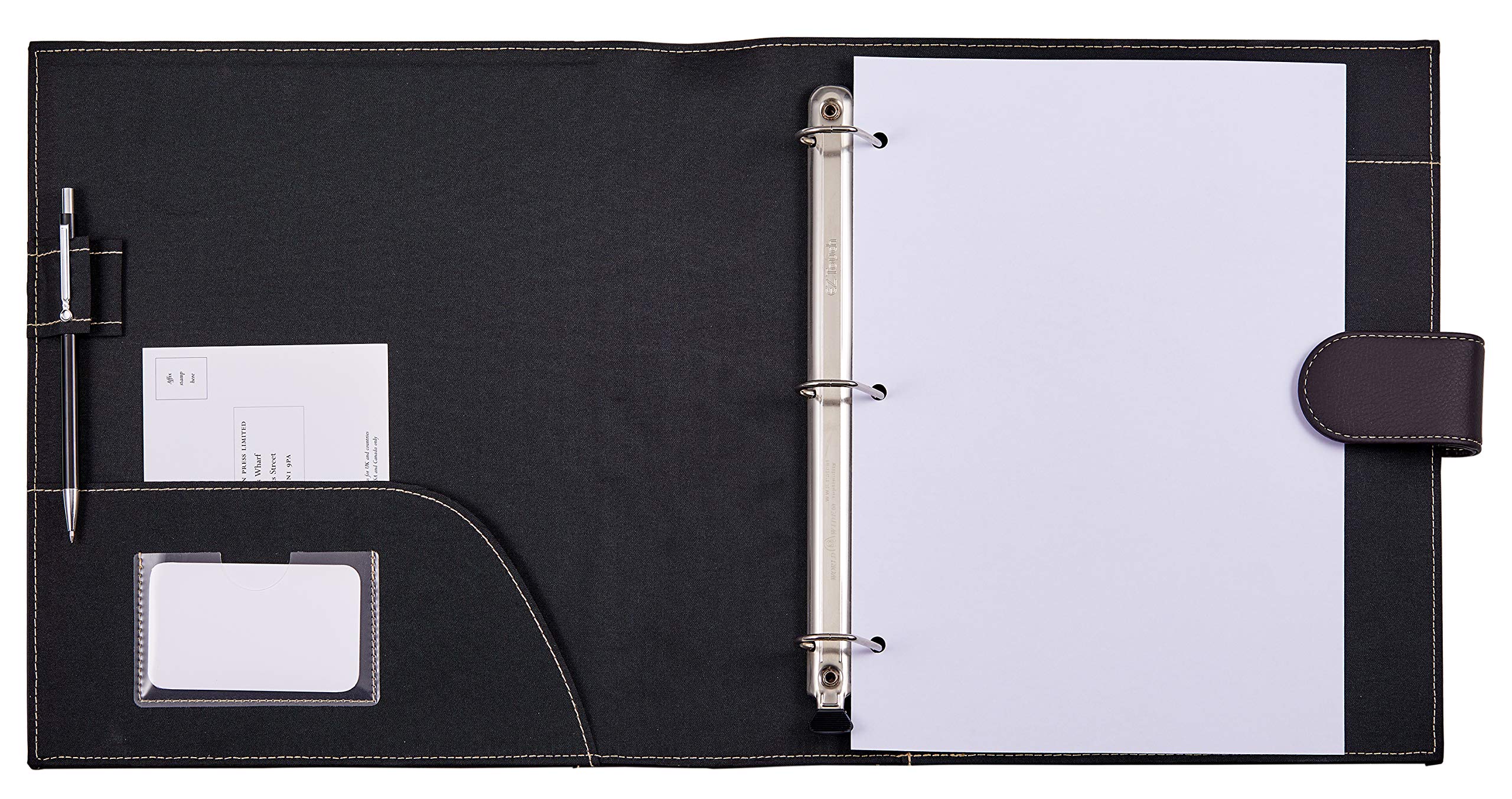 It's Academic Executive Leather Portfolio Folder, 1" Ring Binder and 250-Sheet Capacity to Organize Resumes, Business Cards, Note Pads, and Legal-Size Documents, Pen Loop, Dark Brown Faux Leather