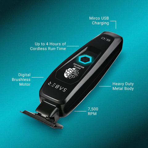 Stylecraft Saber Professional Full Metal Body Digital Brushless Motor Cordless Hair Trimmer (Black)