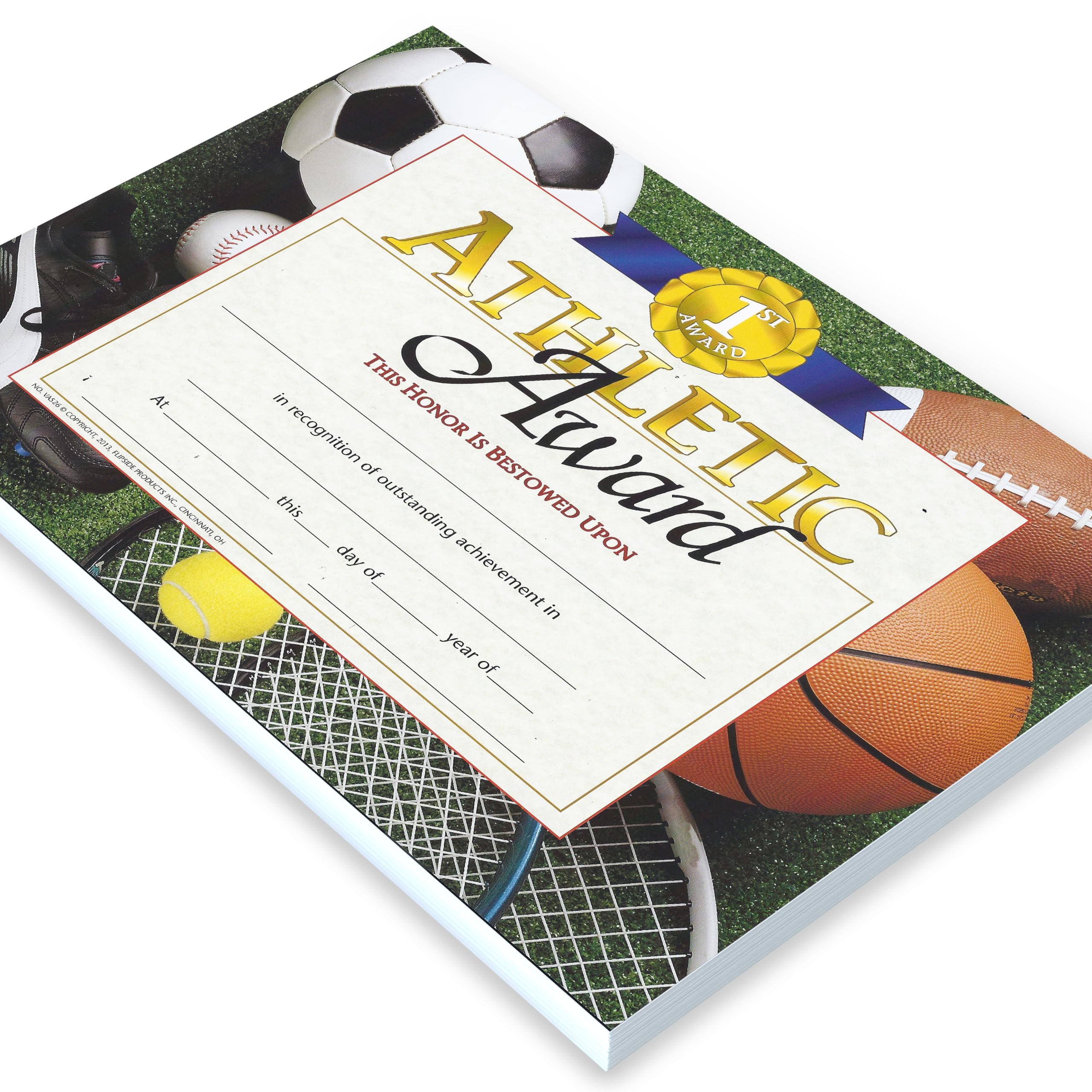 Hayes Athletic Award Certificates, Customizable Sports Award for Students and Teams, Full-Color Glossy Finish, 8.5" x 11" - 30 Pack