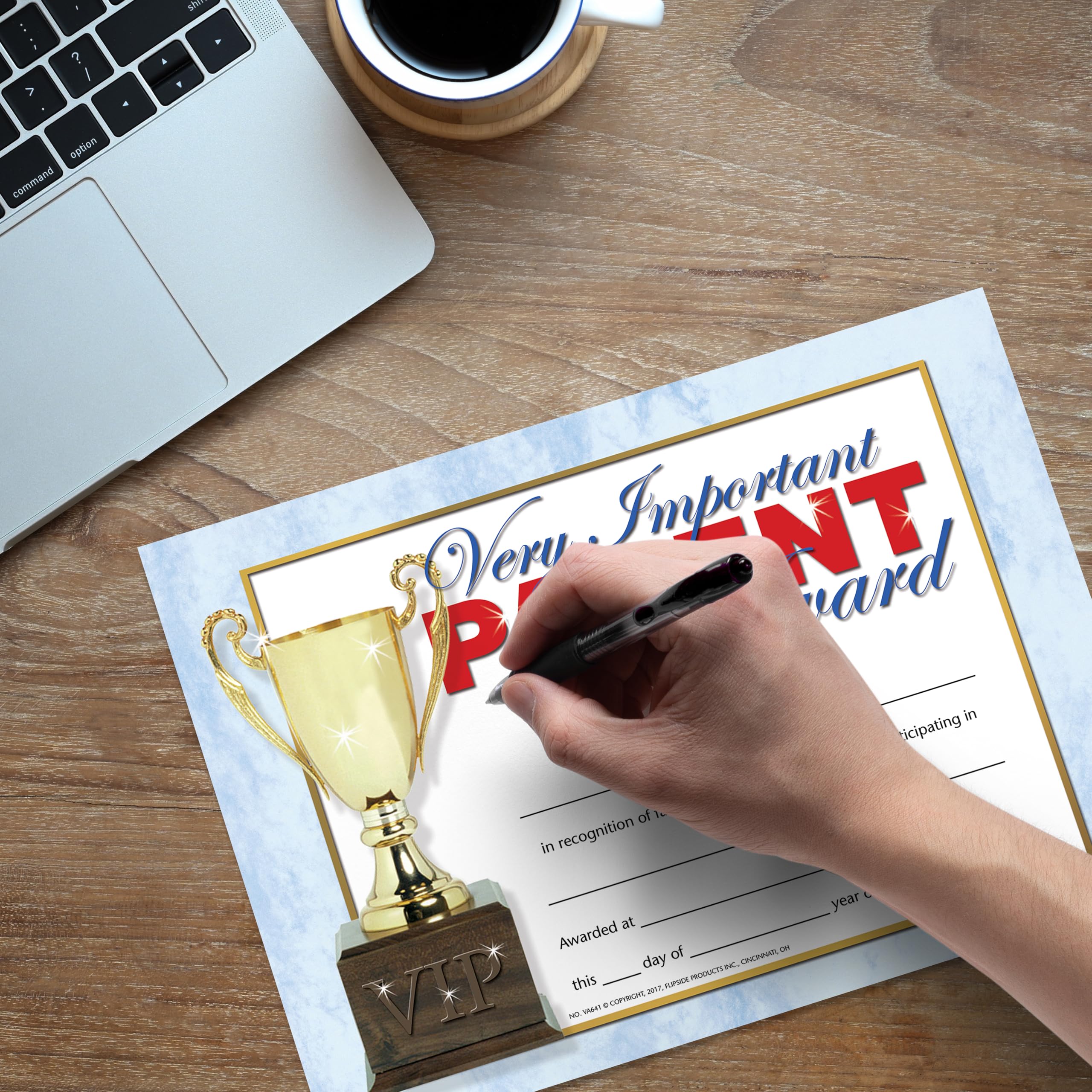 Hayes Very Important Parent Award Certificates, Personalized Parent Recognition Certificates with Trophy Design, Full-Color Matte Finish, 8.5" x 11" - 30 Pack