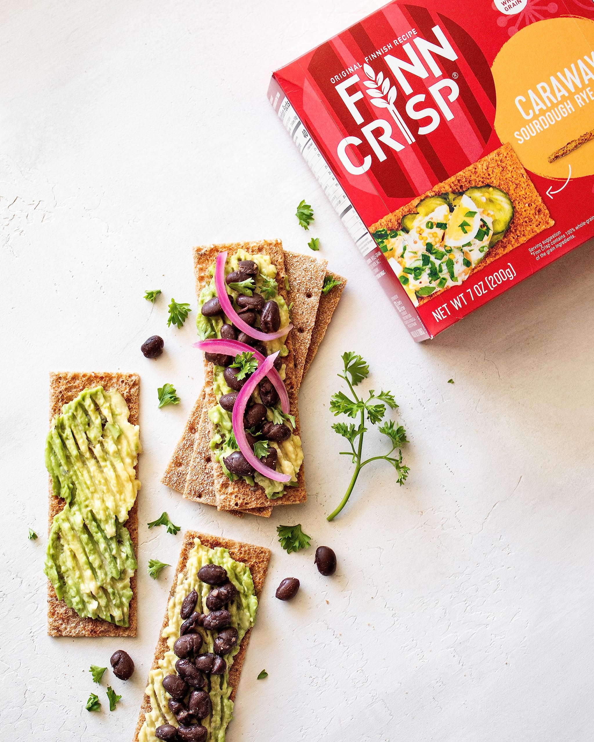 Finn Crisps Rye Crispbread with Caraway 7oz | Thin, Crispy Rye Flatbreads with Caraway | Authentic Finnish Sourdough Crispbread | Caraway Rye Crackers by Finn Crisp [7oz Box]