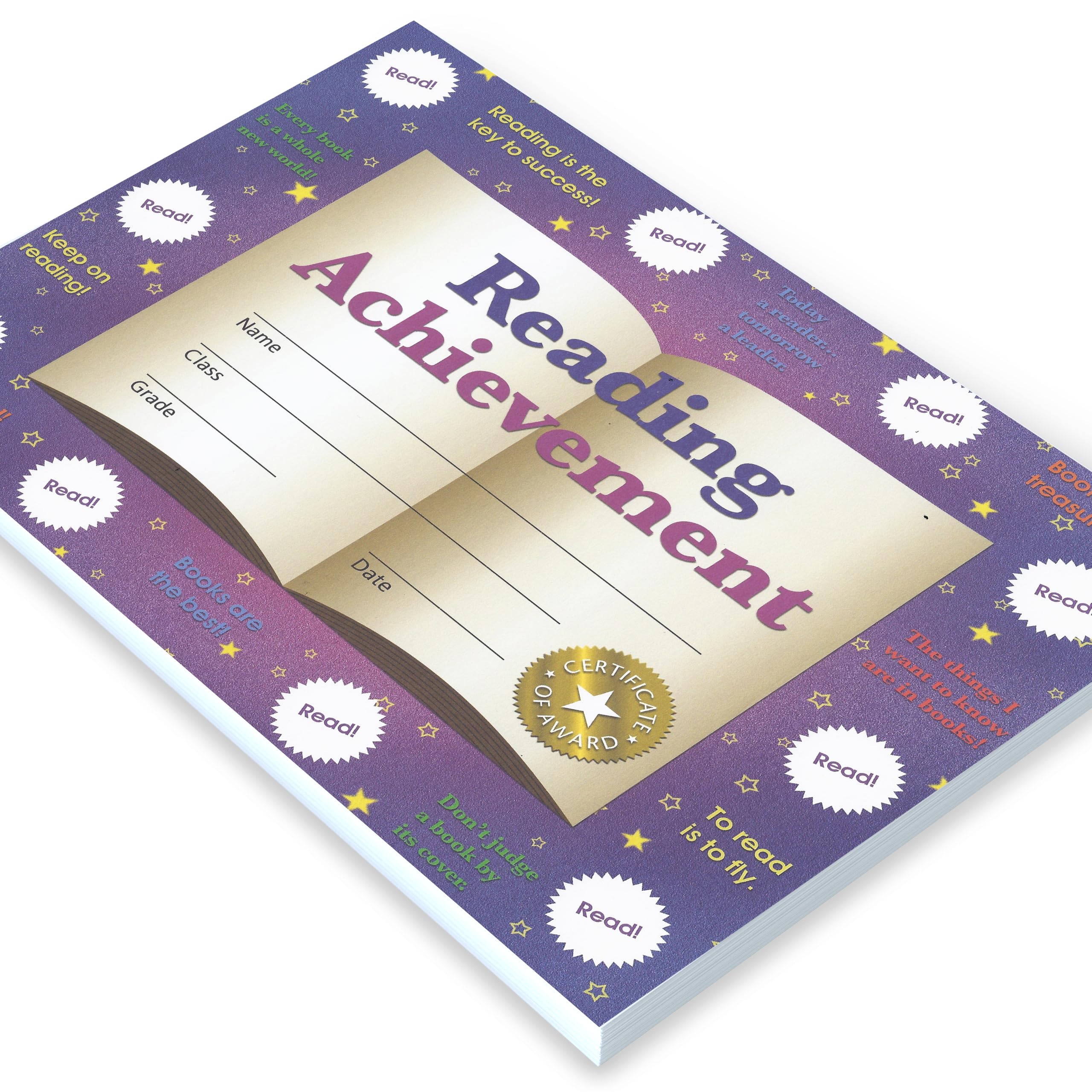 Hayes School Publishing Reading Achievement Stick-to-It Reward Certificate, 8-1/2 X 11 in Multi