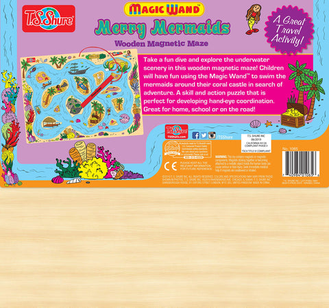 TS Shure by Bendon Mermaids Sea Life Magic Wand Magnetic Maze with 3 Magnets and Magnetic Magic Wand Pre-School Learning 50461