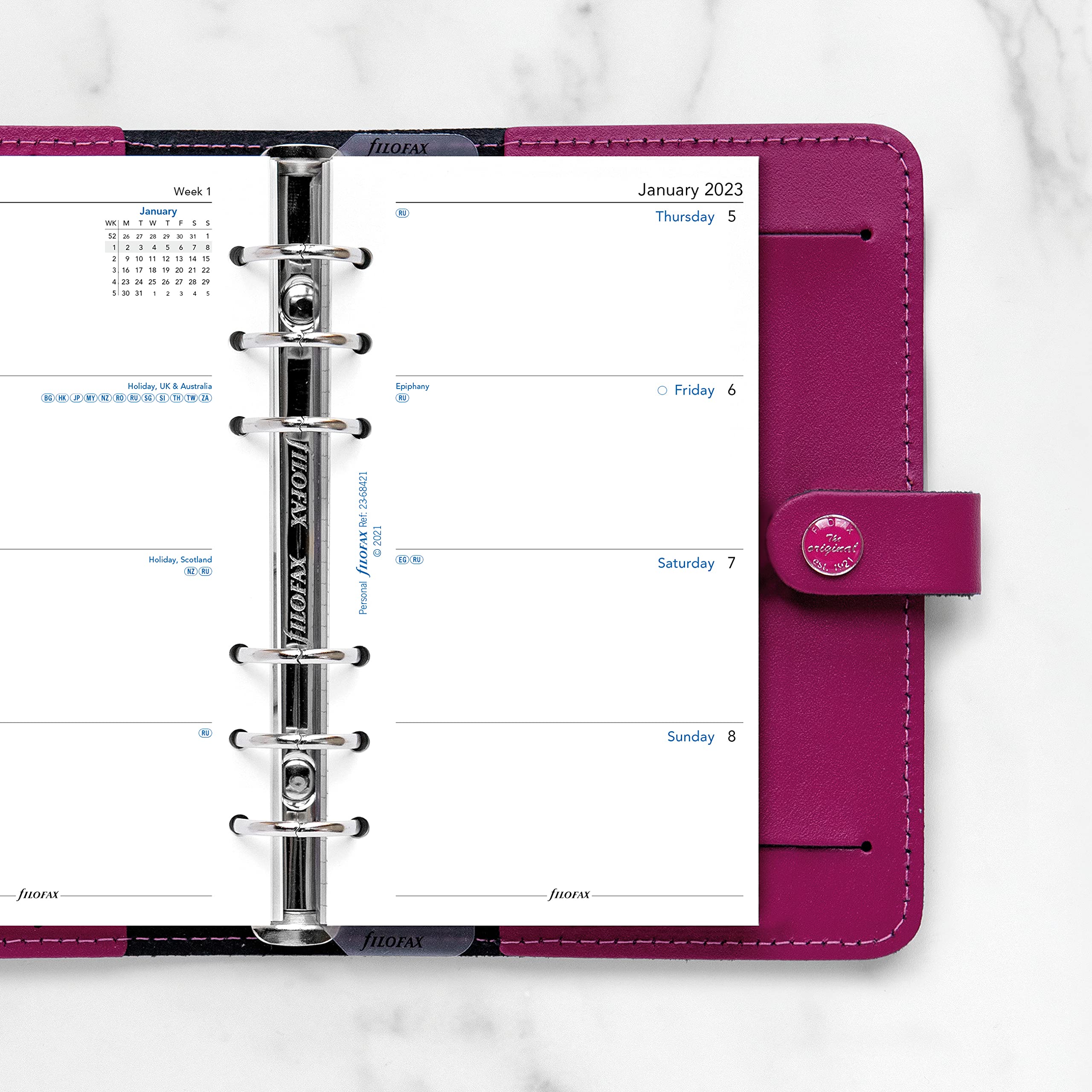 Filofax 68421 For Year 2023 Personal Week On Two Pages Diary Monday Start, White (68421-2018)