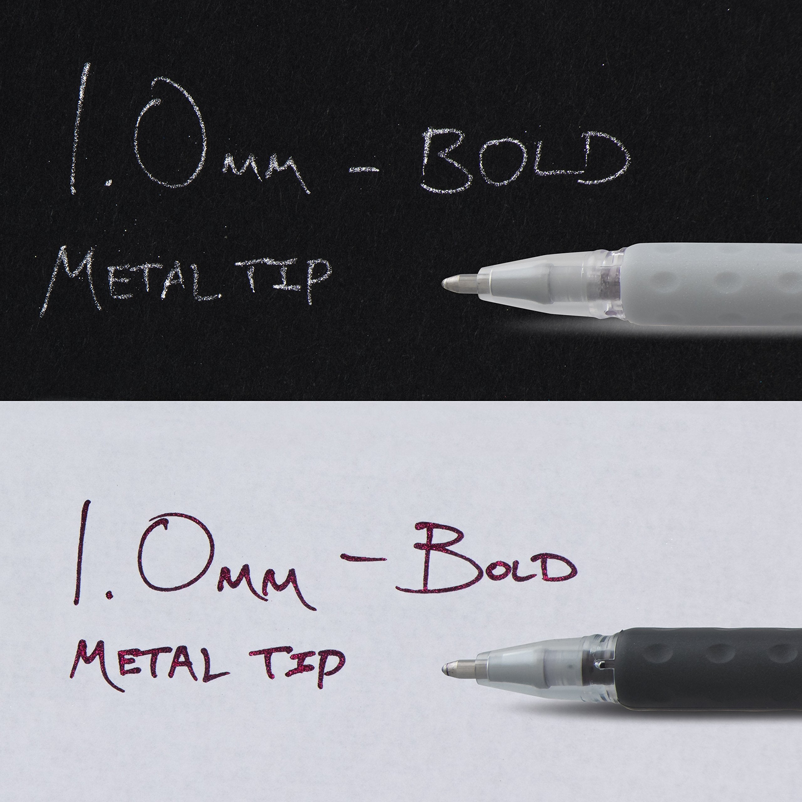 Pentel Arts Sparkle Pop Metallic Gel Pen, 1.0mm Bold Line, Gold & Silver Ink, Pack of 2 (K91PABPXZ)
