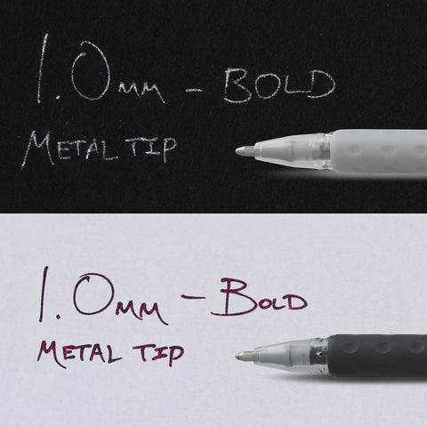Pentel Arts Sparkle Pop Metallic Gel Pen, 1.0mm Bold Line, Gold & Silver Ink, Pack of 2 (K91PABPXZ)