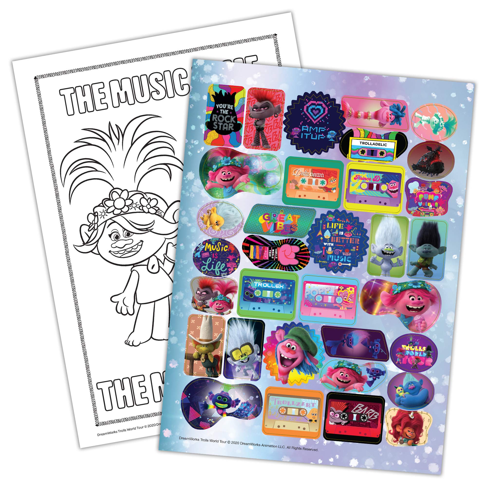 DreamWorks Trolls World Tour 192-Page Coloring and Activity Book with Stickers 47362, Bendon