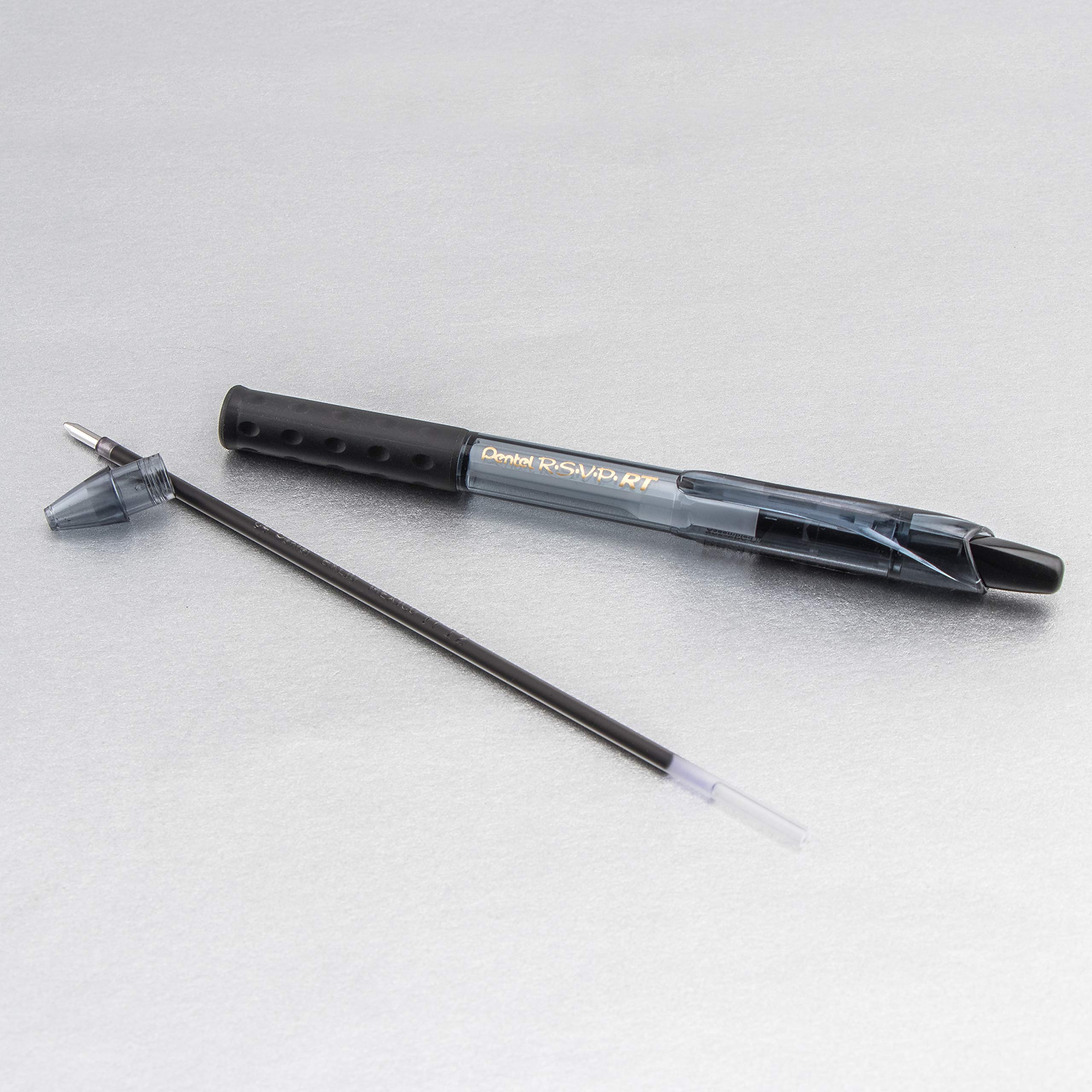 Pentel R.S.V.P. RT Colors New Retractable Ballpoint Pen, Medium Line, Black Ink, 6 Pack (BK93CRBP6A)
