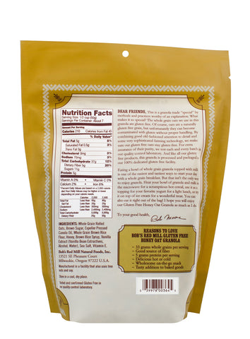 Bob's Red Mill Gluten Free Honey Oat Granola, 12-ounce