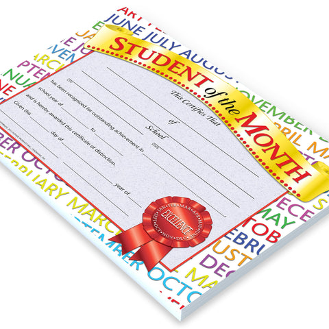 Hayes Student of the Month Certificate, 8-1/2 X 11 in, Paper, Pack of 30, Blue Ink, 0.5 mm Micro Tip - 78289