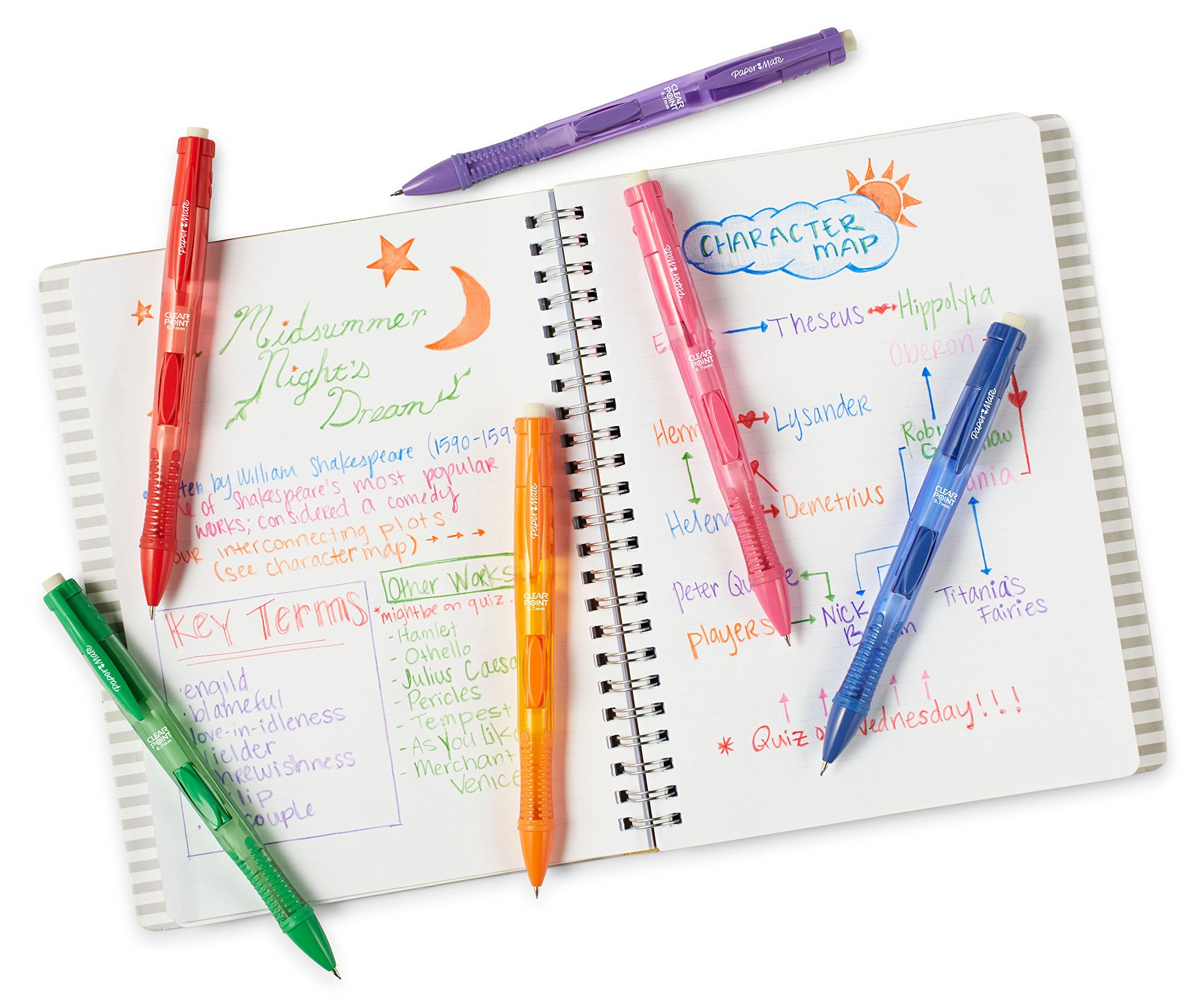 Paper Mate Clearpoint Color Lead Mechanical Pencils, 0.7mm, Assorted Colors, 2 Count