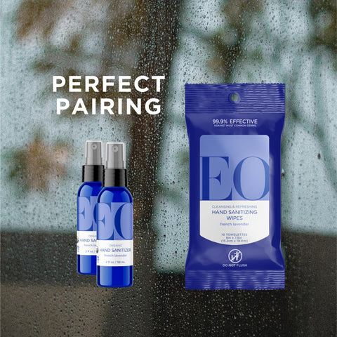 EO Hand Sanitizer Spray, 2 Ounce (Pack of 2), French Lavender, Sugarcane Derived Alcohol with Essential Oils, TSA friendly