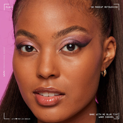 NYX PROFESSIONAL MAKEUP Bare With Me Blur Skin Tint Foundation Make Up with Matcha, Glycerin & Niacinamide - Warm Caramel