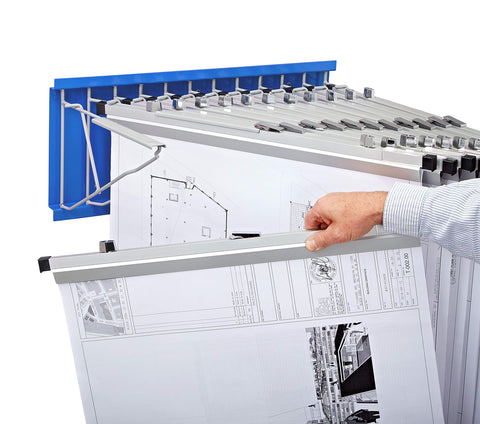 Adir Wall Mount Blueprint Rack - Blue Print Organizer, Poster Wall Mount Display, Map Storage Holder with 12 Pivot Brackets - Plan Rack for Office (Without Blueprint Clamps)