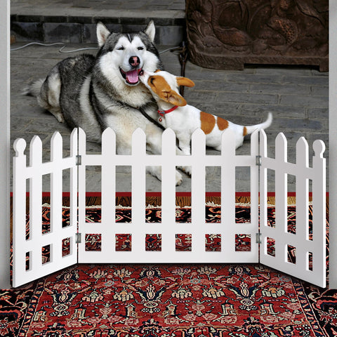 White Picket Fence Folding Pet Gate